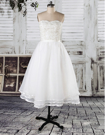 Perfect Sweetheart Reception Wedding Dresses with Layered Organza Skirt