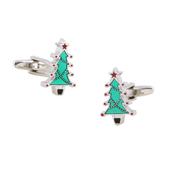 Christmas Tree Ornaments Cufflinks for Christmas Xmas Gifts with Boxes