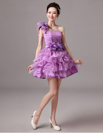 Perfect Cute A-Line One Shoulder Short Homecoming/ Party Dresses