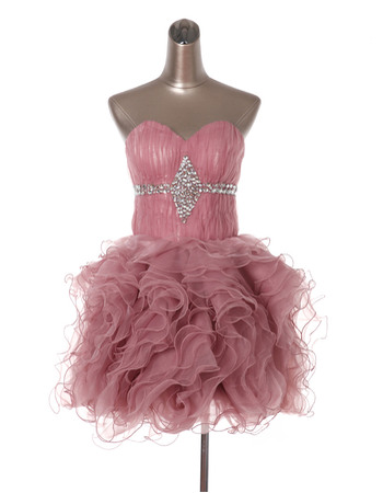 Discount Cute Ball Gown Sweetheart Short Ruffle Homecoming Dresses