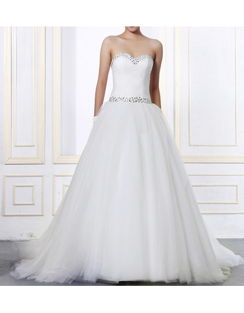 Attractive Ball Gown Sweetheart Tulle Wedding Dresses with Rhinestone
