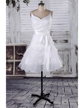 Pretty A-Line V-neckline and Scoop Back Lace Appliques Wedding Dresses