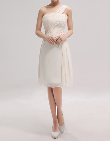 Discount One Shoulder Sleeveless Knee Length Chiffon Bridesmaid Dresses with Ruched-Bodice