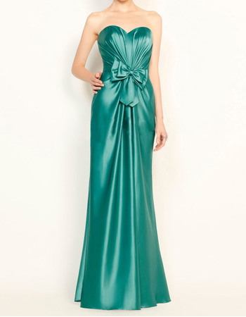 Elegance Sheath Sweetheart Pleated Satin Evening Party Dresses with Bowknot