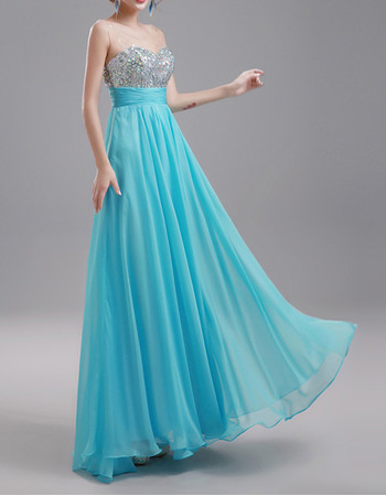 Sparkle & Shine Rhinestone Sequined Bodice Evening Party Dresses with Pleated Chiffon Skirt
