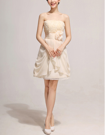 Elegant A-Line Strapless Short Chiffon Applique Homecoming Dresses