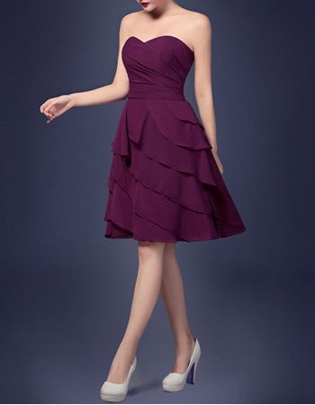 Discount A-Line Sweetheart Short Chiffon Homecoming Dresses with Layered Skirt