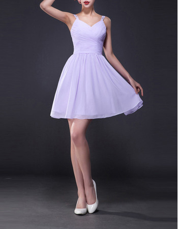 Inexpensive A-Line Straps Sweetheart Short Ruched Chiffon Homecoming Dresses