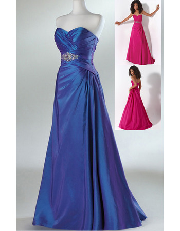 Elegant Sweetheart Sleeveless Floor Length Pleated Taffeta Evening Party Dresses