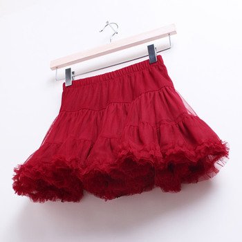 Cute A-Line Red Tulle Mini Skirts with Ruffle for Girls