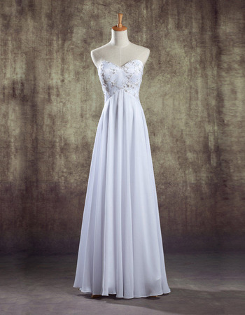 Graceful Sweetheart Empire Full Length Chiffon Wedding Dresses with Beaded Embroidered Bodice