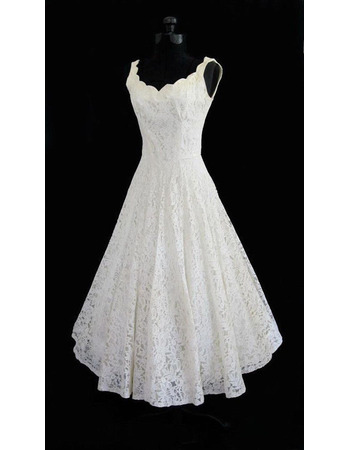Smiple Ball Gown Short Reception Lace Wedding Dresses