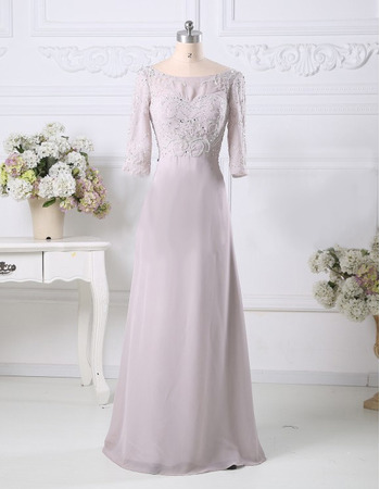 Luxury Beading Embellished Bodice Chiffon Mother Dresses for Party with 3/4 Length Sleeves