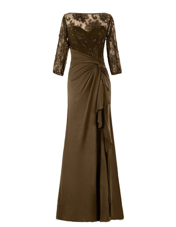 Stylish V-back Long Chiffon Mother Dresses for Party with Twist Drape Detail