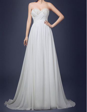 Elegant Empire Sweetheart Neck Chiffon Wedding Dresses with Beading and Criss Cross Bust