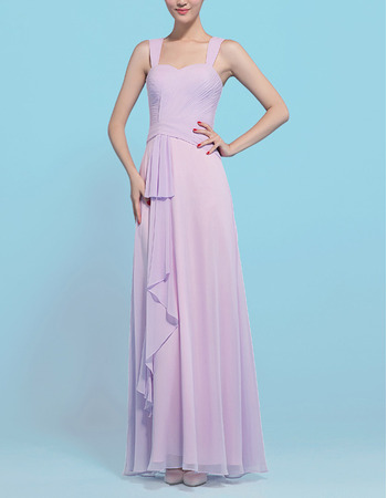Affordable Sheath Floor Length Chiffon Bridesmaid Dresses with Straps