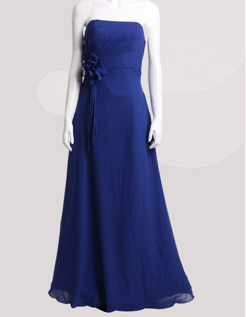 Affordable Strapless Floor Length Chiffon Floral Bridesmaid Dresses