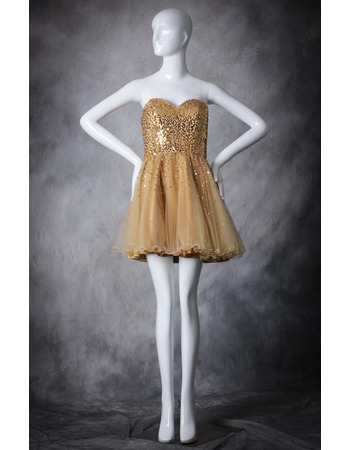 Twinkle A-Line Sweetheart Short Tulle Homecoming Party Dresses with Sequined Bodice