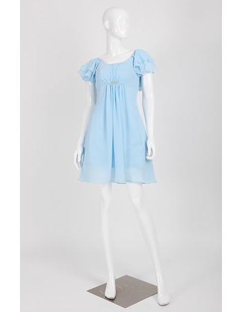 Elegant Sheath Mini Chiffon Homecoming Dresses with Short Sleeves