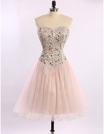Ravishing Tight Sweetheart Short Tulle Homecoming Dresses with Crystal Embellished