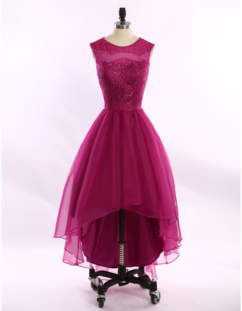 Custom Ball Gown Sleeveless High-Low Satin Homecoming Dresses