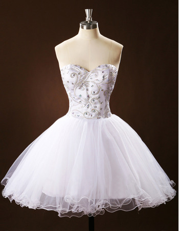 Sparkle & Shine Crystal Beaded Embellished Ball Gown Short Wedding Dresses