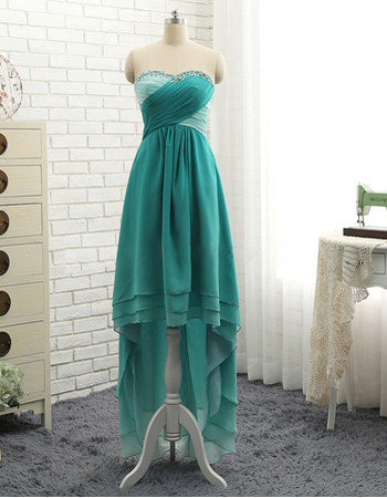 Stylish Beaded Sweetheart Chiffon Homecoming Party Dress with Layered High-Low skirt