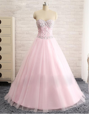 Discount A-Line Sweetheart Floor Length Satin Tulle Evening Dresses