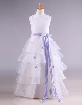 Affordable Organza Layered Skirt Two Tone Flower Girl Dress/Plus Size First Communion Dresses