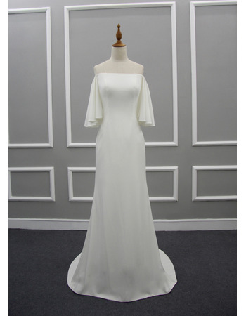 Simple Off-the-shoulder Sweep Train Satin Wedding Dresses