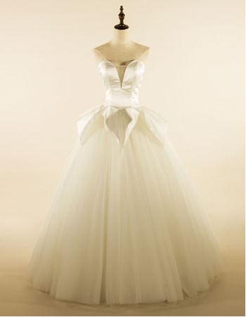 Chic Satin Bodice Wedding Dresses with Ball Gown Tulle Skirt