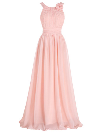 Affordable Floor Length Chiffon Bridesmaid Dresses with Straps