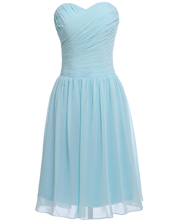 Simple Strapless Sweetheart Knee Length Chiffon Bridesmaid Dress for ...
