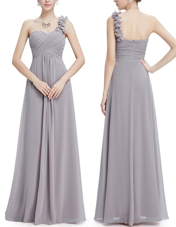 Affordable One Shoulder Floor Length Chiffon Bridesmaid Dresses