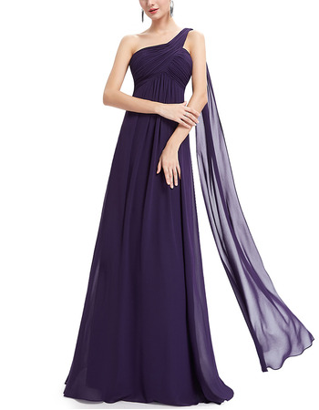 Elegant One Shoulder Floor Length Chiffon Bridesmaid/ Evening Dresses