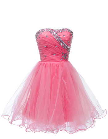 Gorgeous Sweetheart Short Tulle Homecoming Party Dresses with Rhinestone Detail