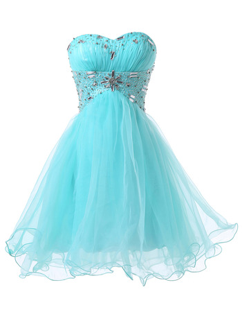 Gorgeous Glittering Rhinestone Beading Embellished Short Organza Homecoming Party Dresses