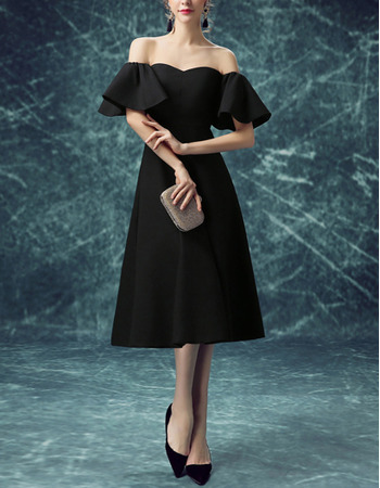 Discount Off-the-shoulder Bell Sleeves Black Cocktail Party Dresses
