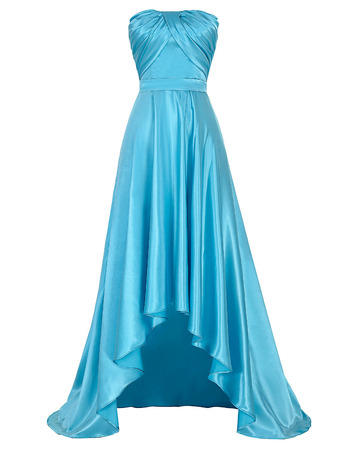 Discount Strapless Elastic Silk Like Satin Evening/ Prom Dresses High-Low Asymmetric Hem