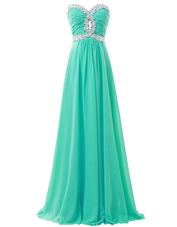 Shimmering Crystal Beaded Sweetheart and Waist Evening/ Prom Dresses with Ruching Detail