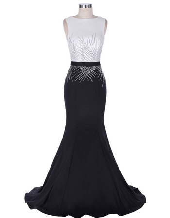 Sexy Mermaid Sleeveless Silk Like Satin Evening/ Prom Dresses with Beaded Waist