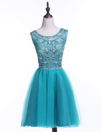Shimmers Brilliantly Beading Crystal Embellished Short Tulle Homecoming/ Party Dresses