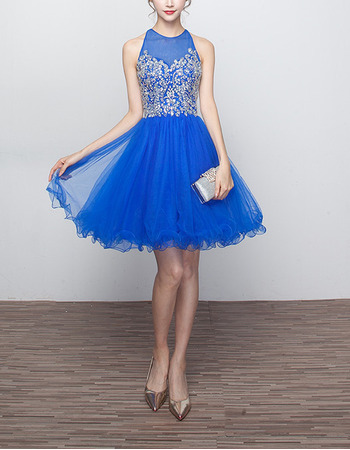 Shimmers Brilliantly Beading Crystal Embroidered Short Tulle Homecoming/ Party Dresses