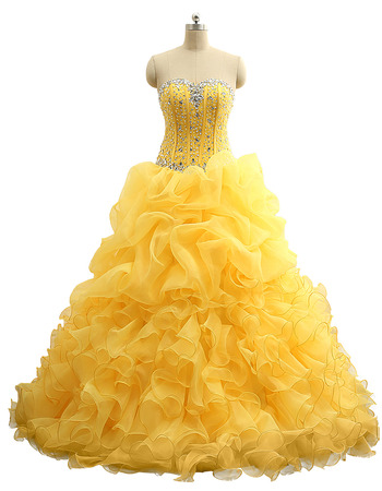 Gorgeous Ball Gown Ruffle Layered Prom Party Dresses/ Quinceanera Dresses with Rhinestone Beading Bodice
