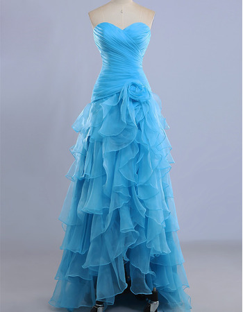 Lovely Sweetheart High-Low Organza Evening Dresses with Layered Skirt