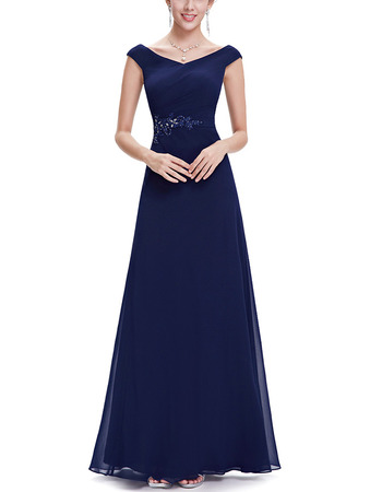 New Style V-Neck Floor Length Chiffon Evening/ Prom Dresses