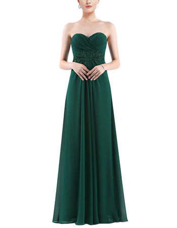 Graceful Sweetheart Empire Pleated Chiffon Evening Dresses with Applique Waist