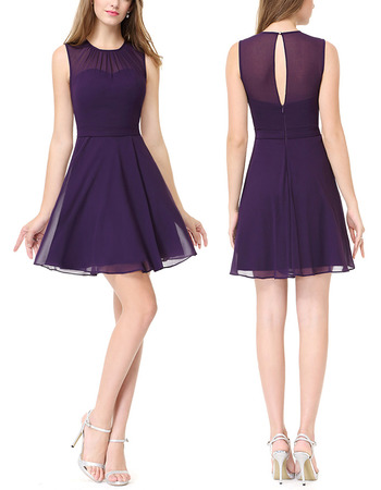 Affordable A-Line Sleeveless Mini/ Short Chiffon Homecoming Dresses
