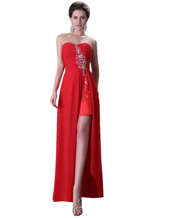 Sexy Sweetheart Floor Length Chiffon Homecoming Dress with Slit for Juniors