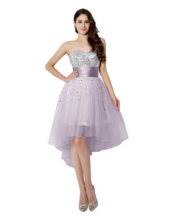 Beautiful Sweetheart High-Low Tulle Homecoming/ Cocktail Dresses with Sequin Bodice